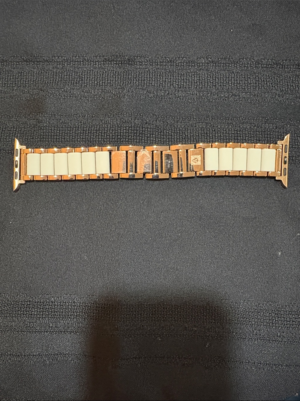 Ceramic and Rose Gold Apple Watch Link Bracelet Band - Cream